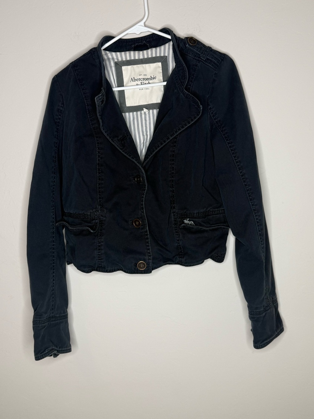 Abercrombie and fitch y2k vintage cropped navy utility jacket size Large